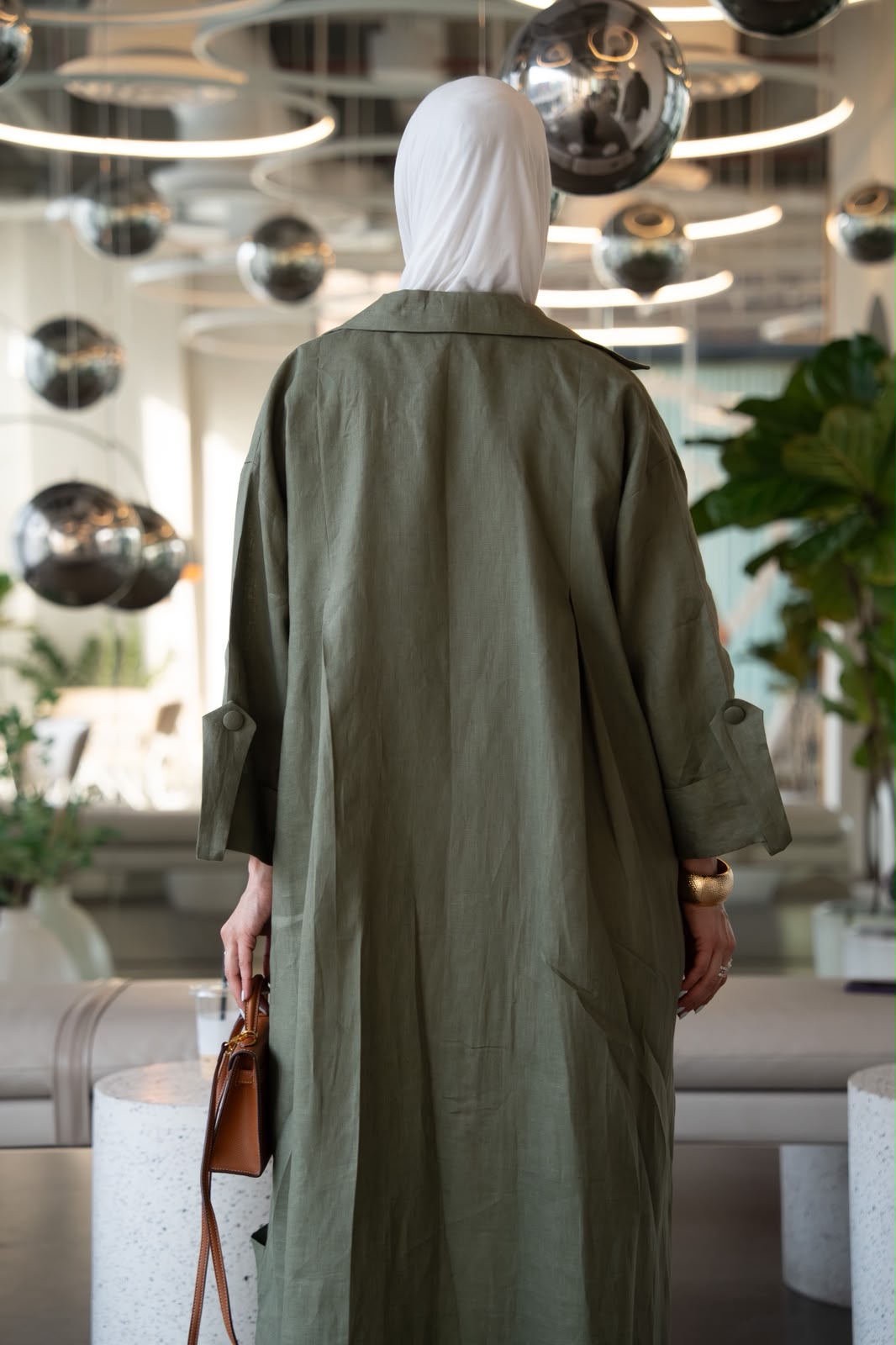 Olive Green Linen Blazer. C:1109
