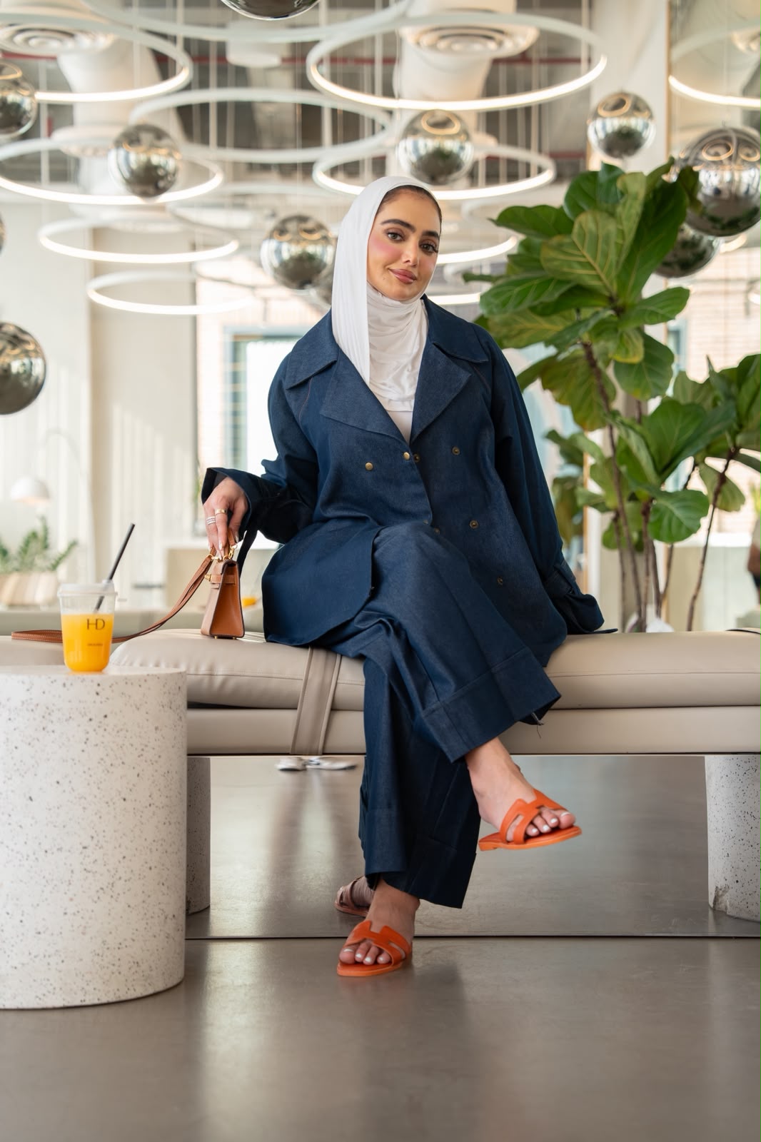Denim blazer and trousers set.C:1112