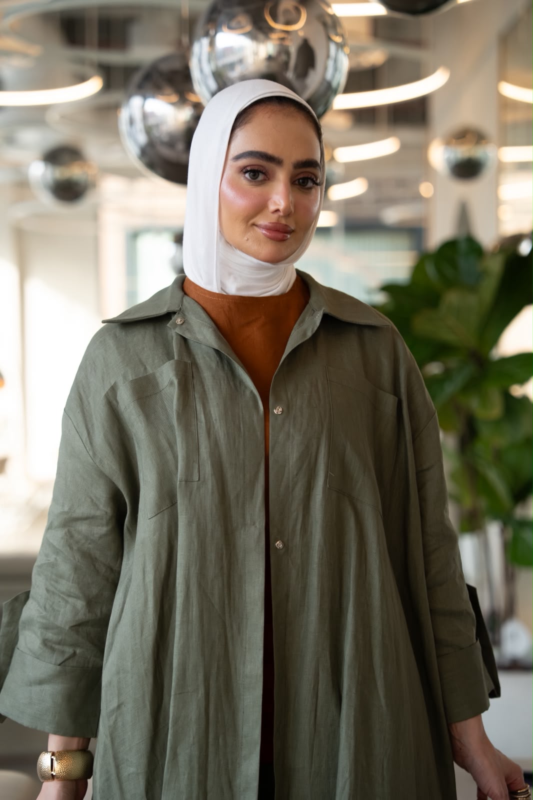 Olive Green Linen Blazer. C:1109