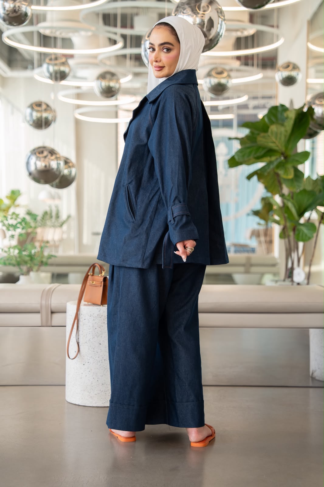 Denim blazer and trousers set.C:1112