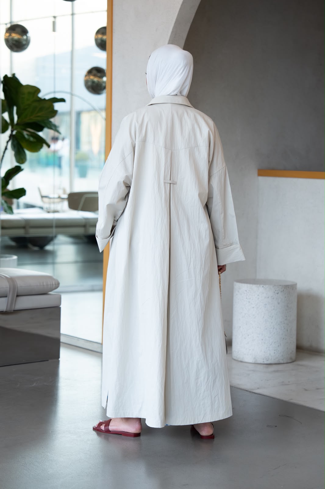 Beige Linen Trench Coat. C:1110