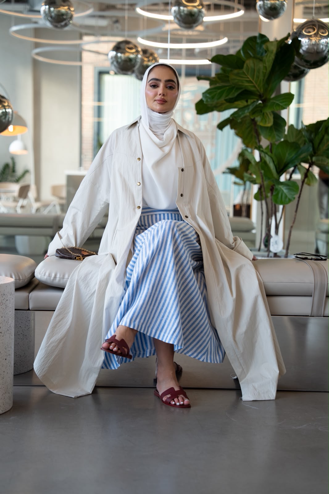 Beige Linen Trench Coat. C:1110