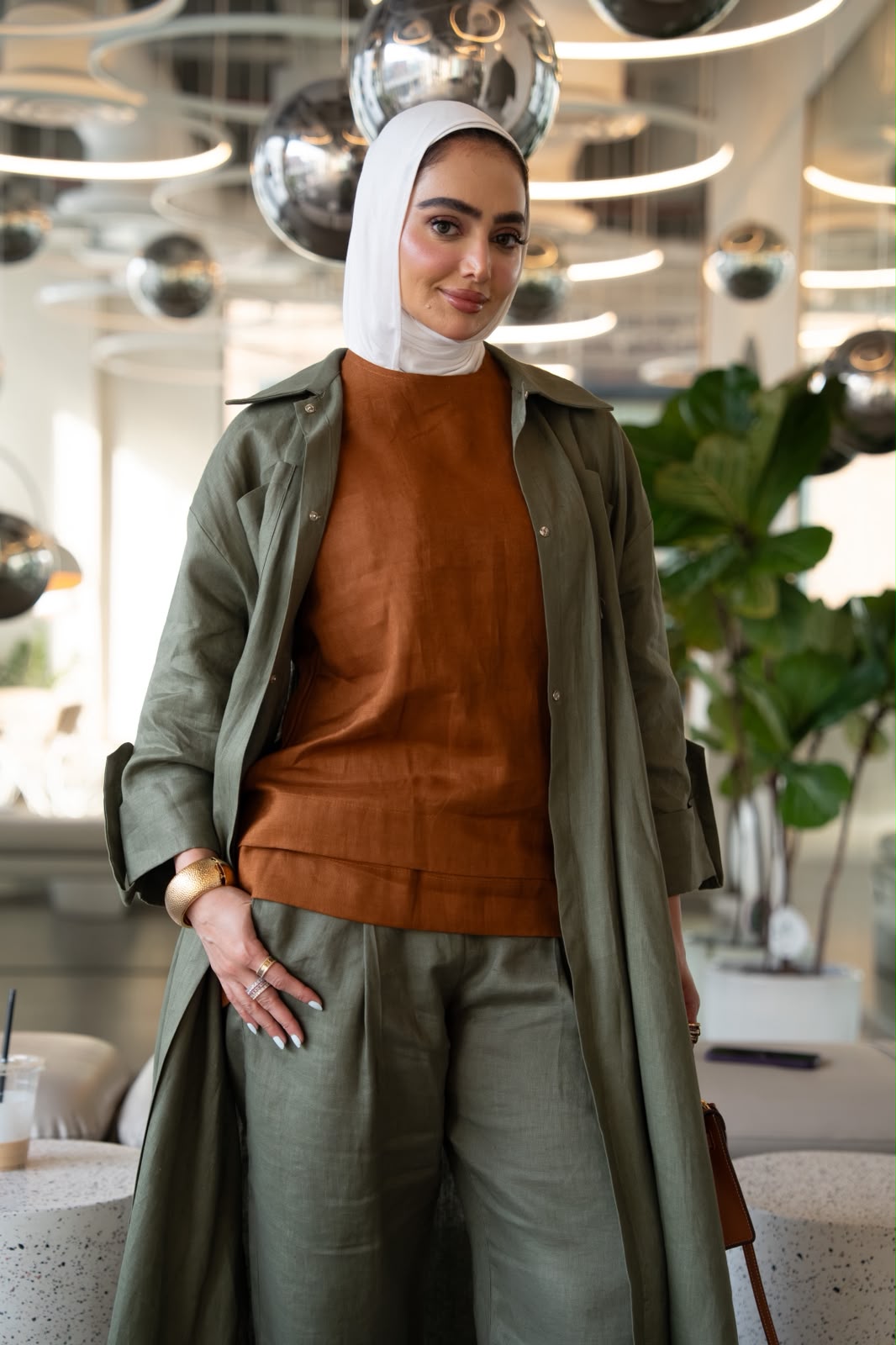 Olive Green Linen Blazer. C:1109