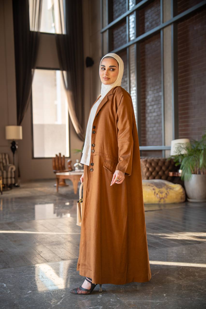 Camel vest and inner set, made of natural linen C:J1021 brown set