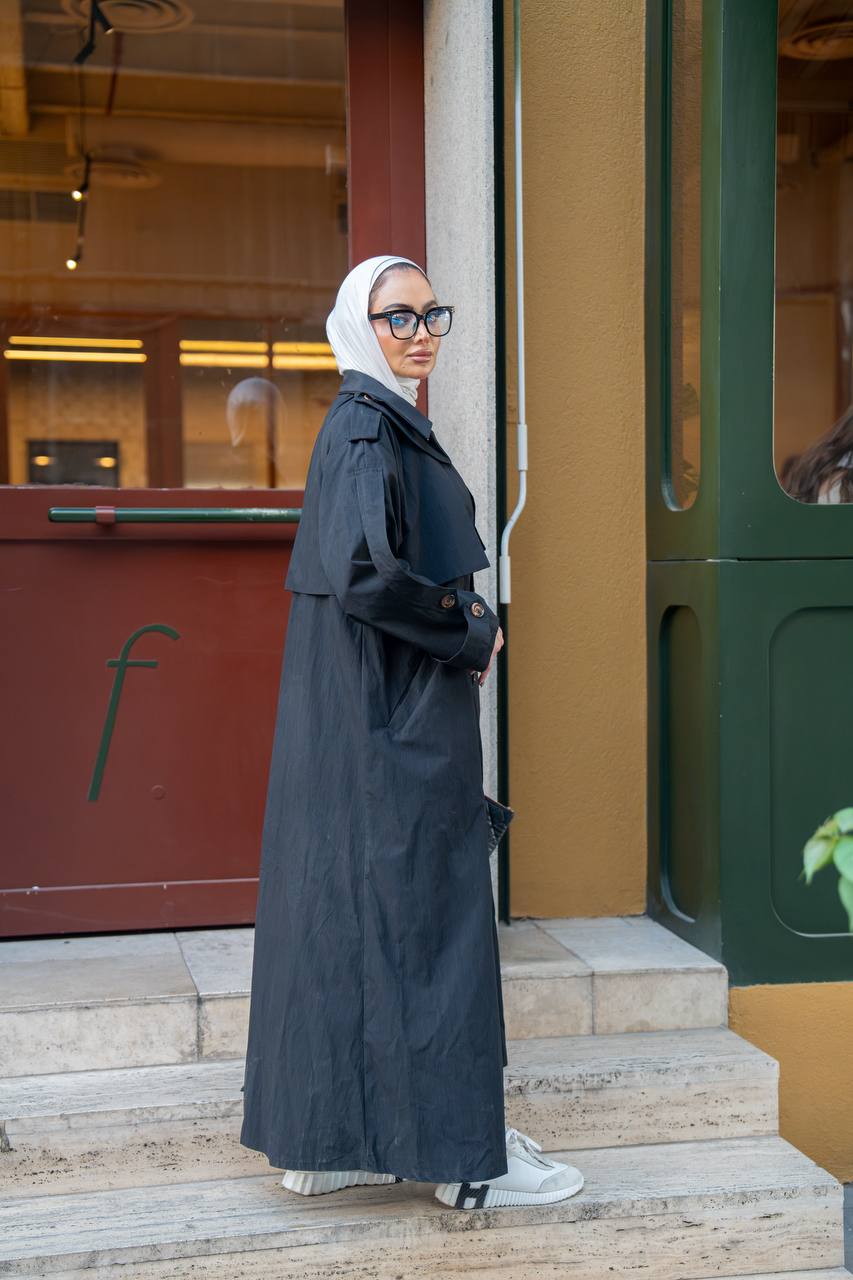 black trench coat. C:1059 Black