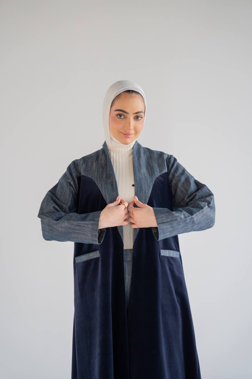 Navy velvet blazer .C:1060 Blue