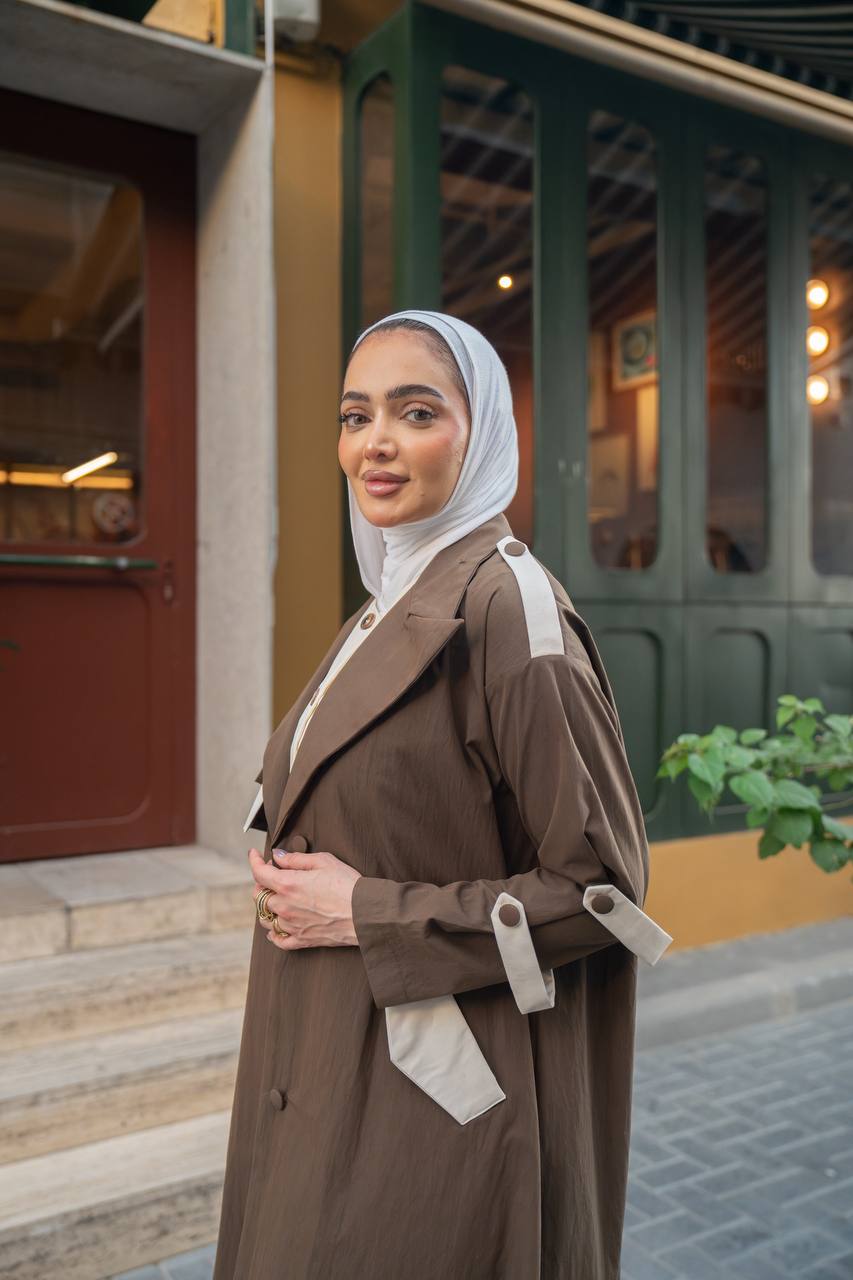 brown trench coat. C:1062 Brown