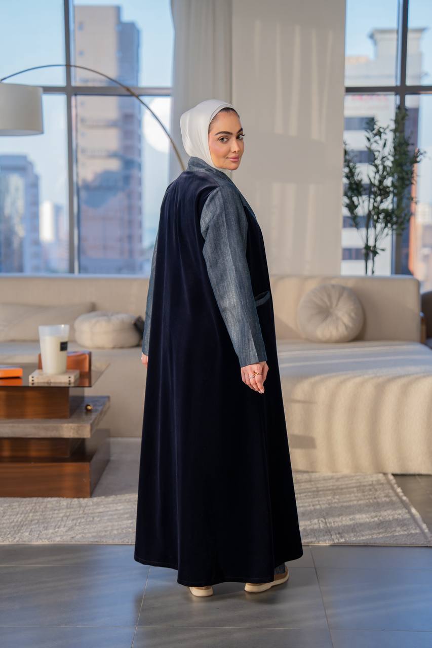 Navy velvet blazer .C:1060 Blue