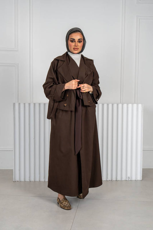 brown trench coat. C:J1018 Brown