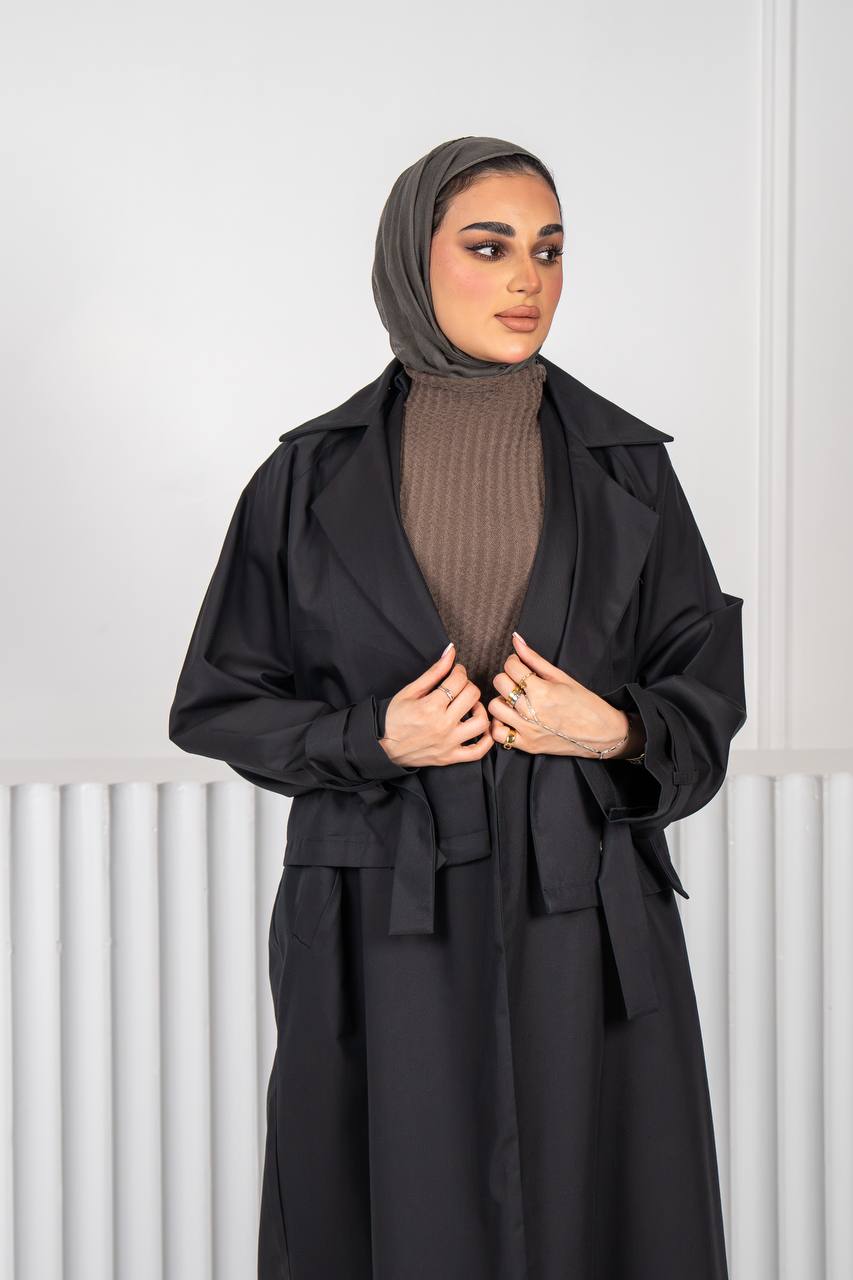 Black trench coat. C:J1018 Black