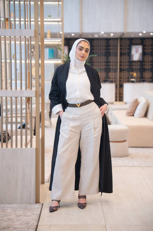 Black trench coat set with shirt and pants C:1054 set