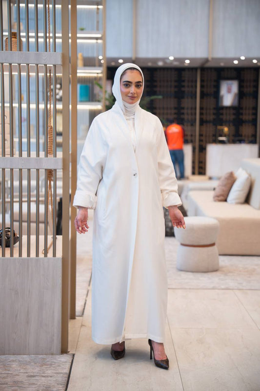 White trench coat with shirt and pants set C:1054