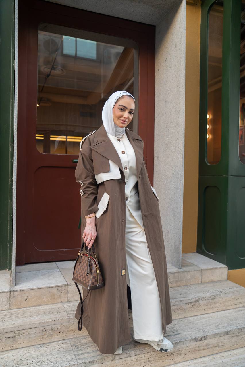 brown trench coat. C:1062 Brown