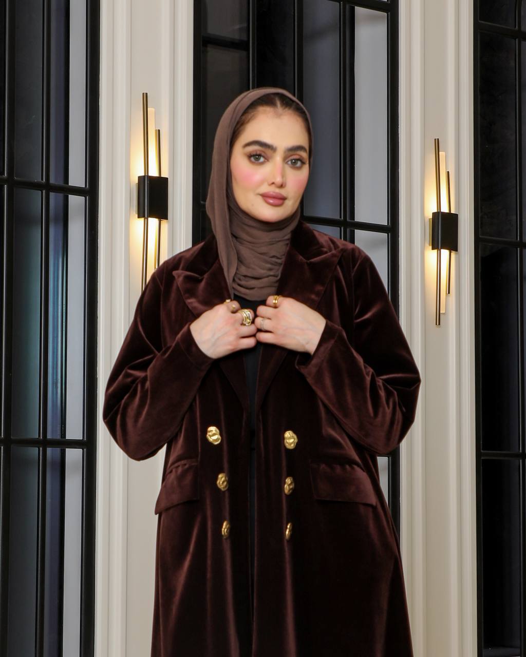 brown velvet blazer. C:J1065 Brown