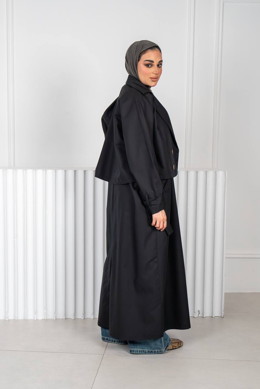 Black trench coat. C:J1018 Black