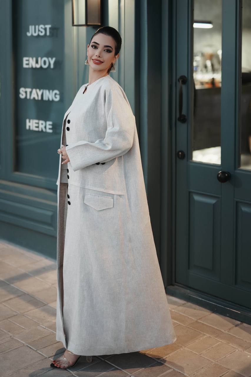 Linen Vest in light beige C:j1021 Beige