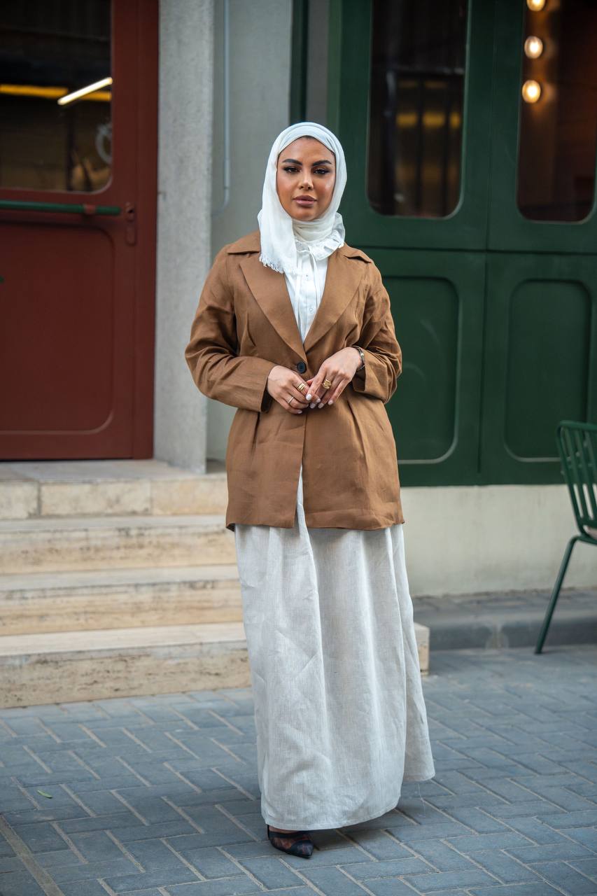 Blazer and skirt set linen, C:J1032