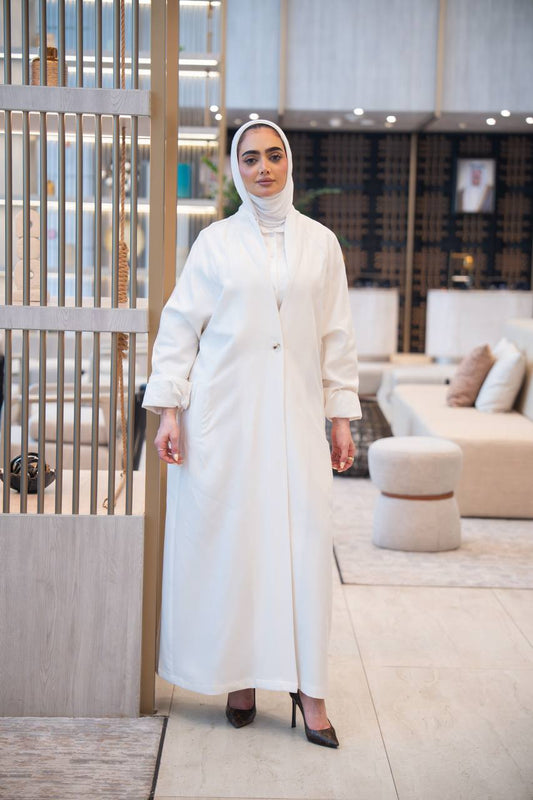 White trench coat made of premium linen. C:j1054 white