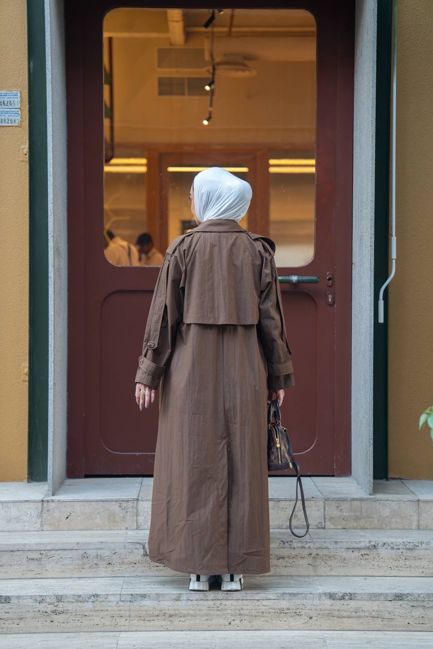 brown trench coat. C:1059 Brown