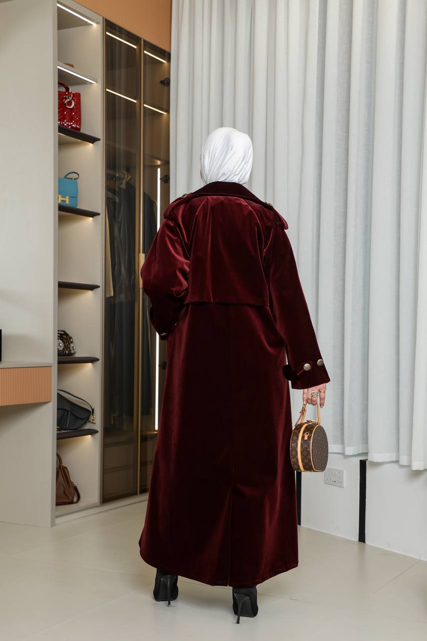 Burgundy velvet blazer. C:1068