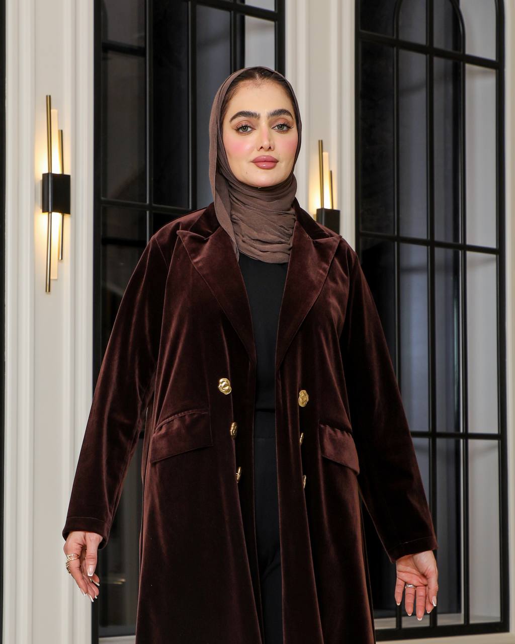 brown velvet blazer. C:J1065 Brown