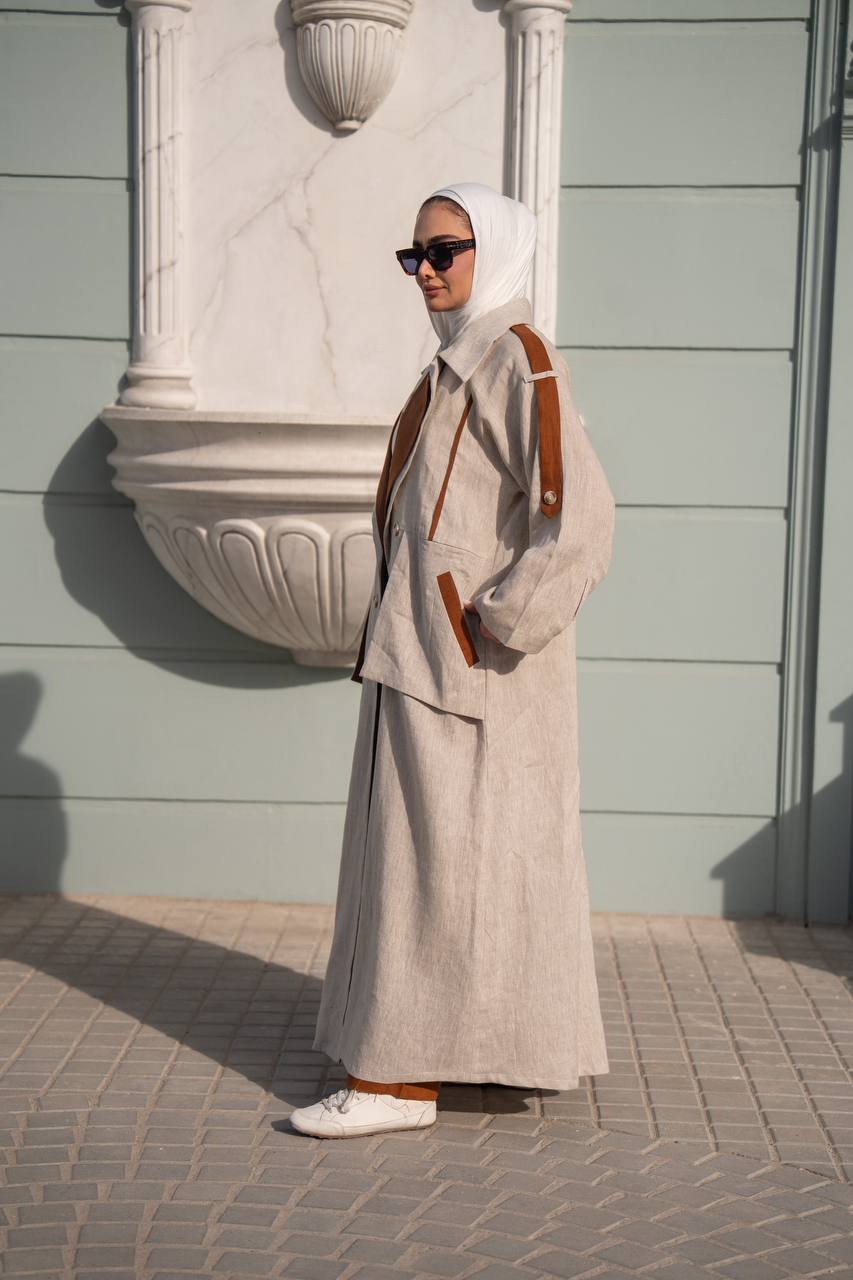 Beige linen trench coat. C:1089