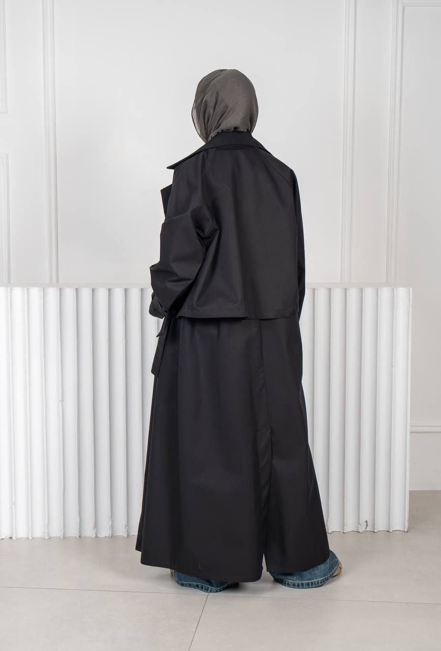 Black trench coat. C:J1018 Black