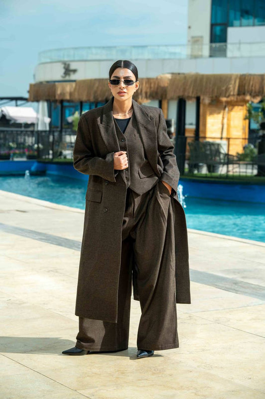 Brown Wool Blazer C:J2971 Brown