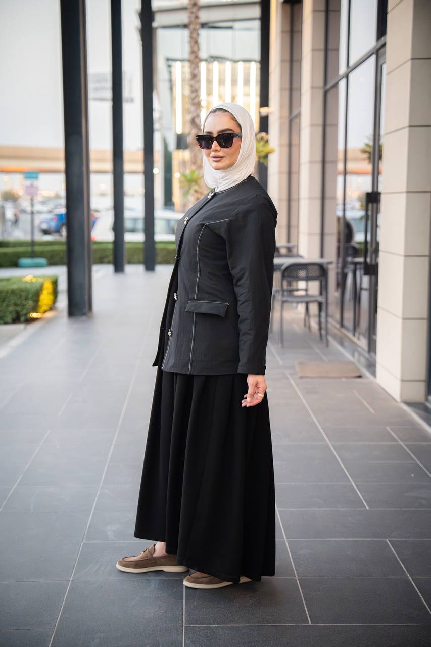 Black crepe dress and jacket set C:J1055
