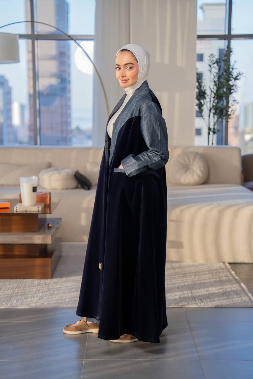 Navy velvet blazer .C:1060 Blue