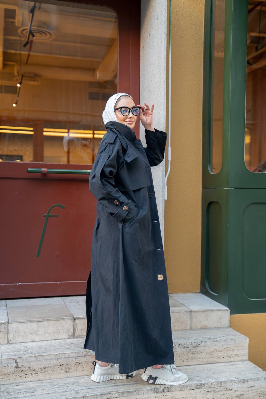 black trench coat. C:1059 Black