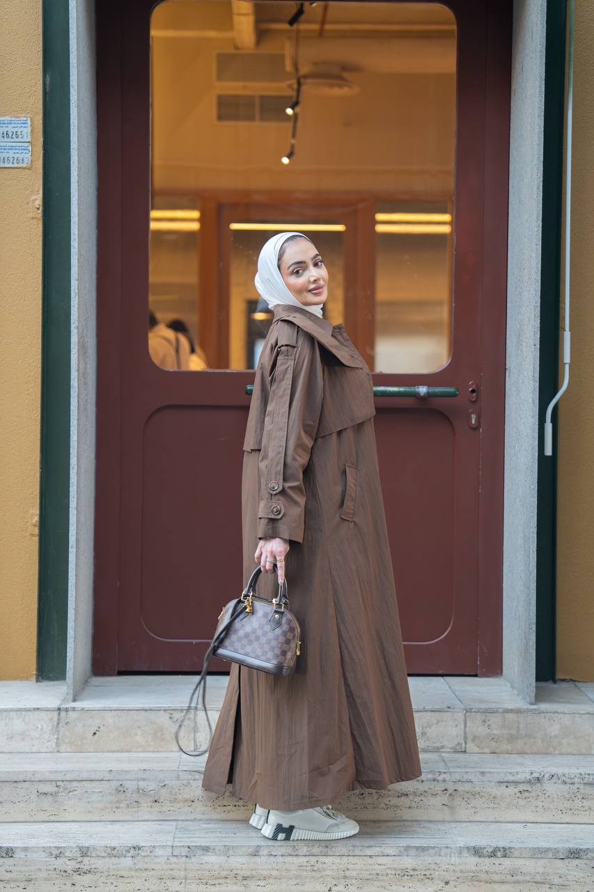 brown trench coat. C:1059 Brown