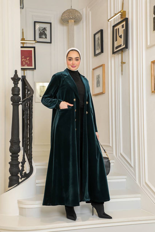 Velvet blazer in petrol color.C:J1065