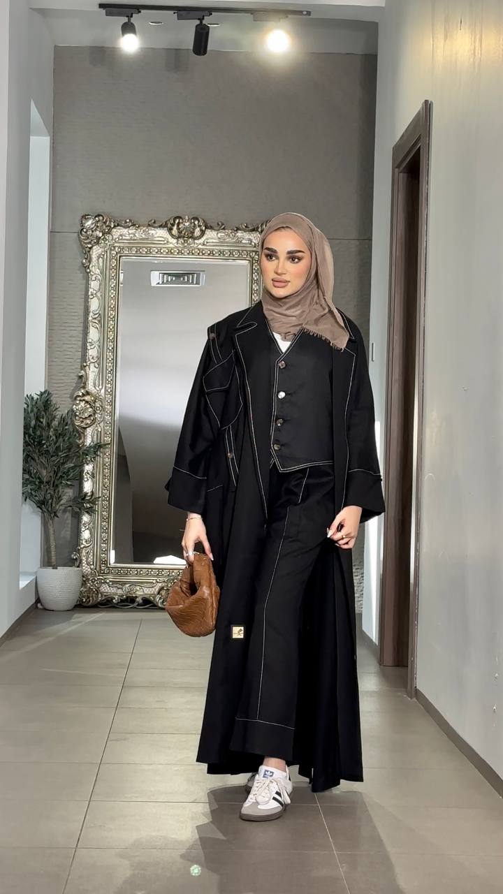 بليزر فري سايز بخام لينن الطبيعي باللون الاسود C:J6499 Black 