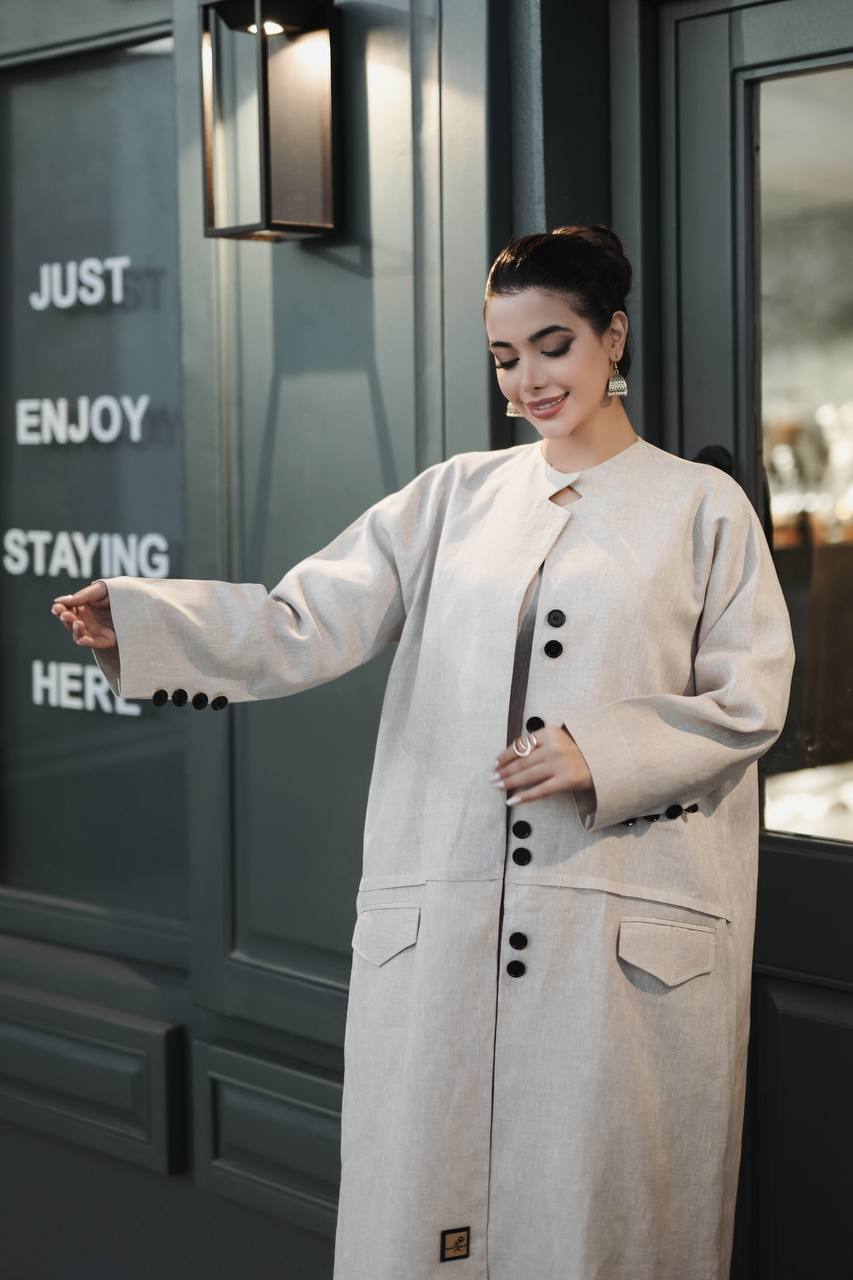 Linen Vest in light beige C:j1021 Beige