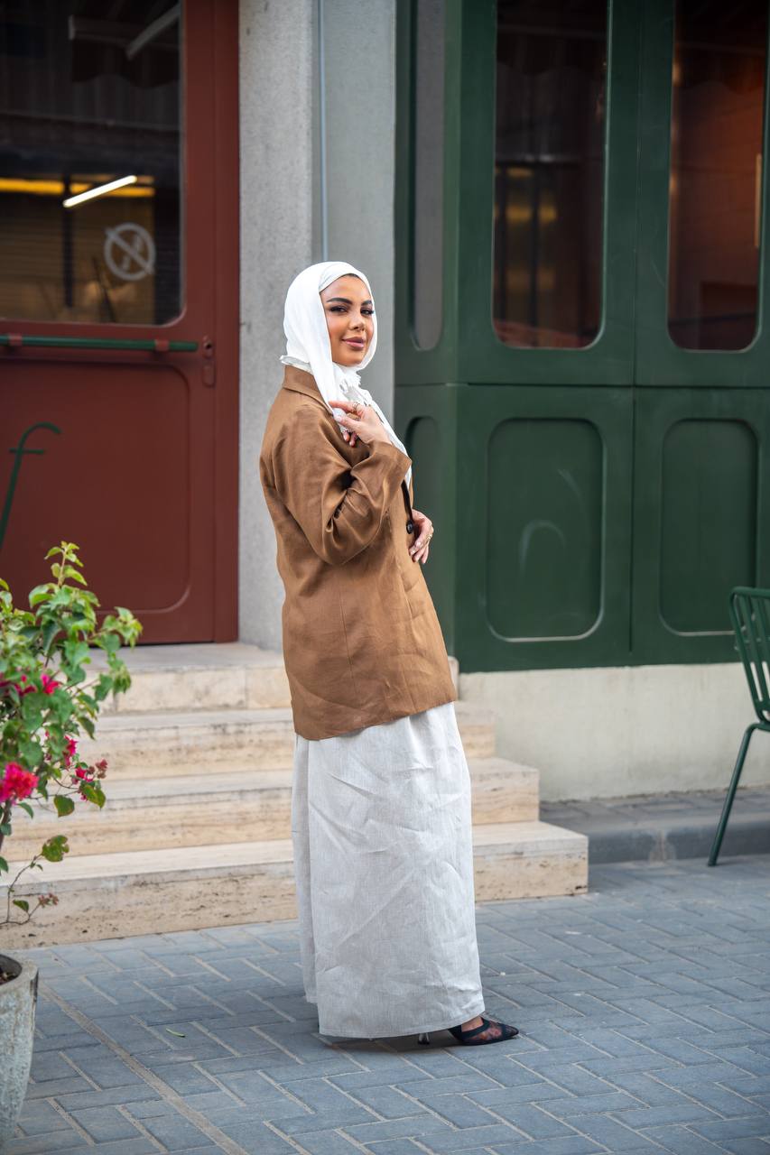 Blazer and skirt set linen, C:J1032