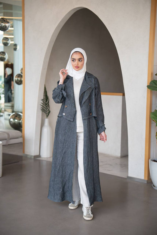 بليزر بخام لينن الطبيعي باللون الرمادي C:J1026 Grey