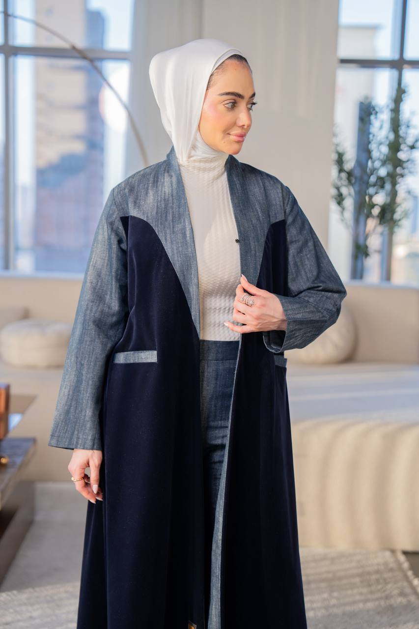 Navy velvet blazer .C:1060 Blue