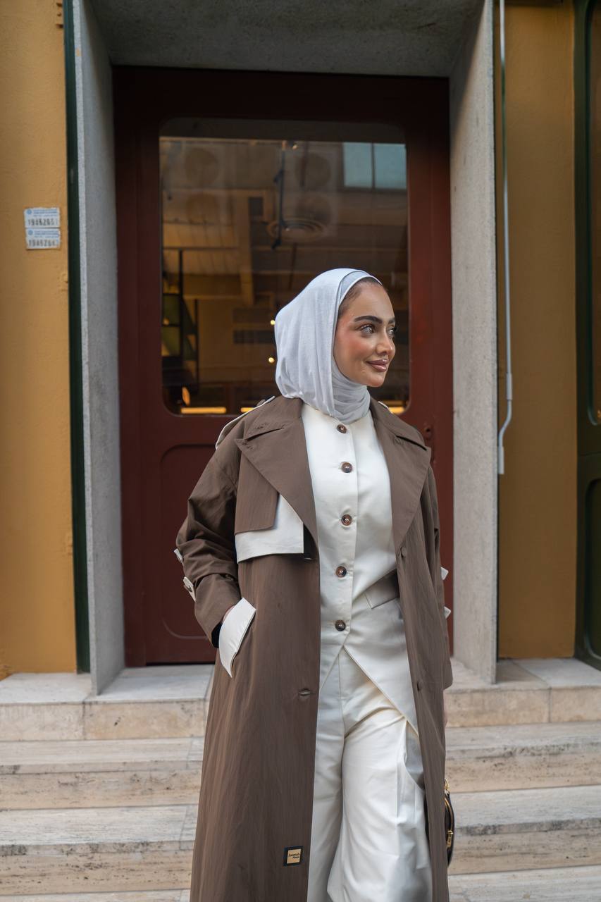 brown trench coat. C:1062 Brown