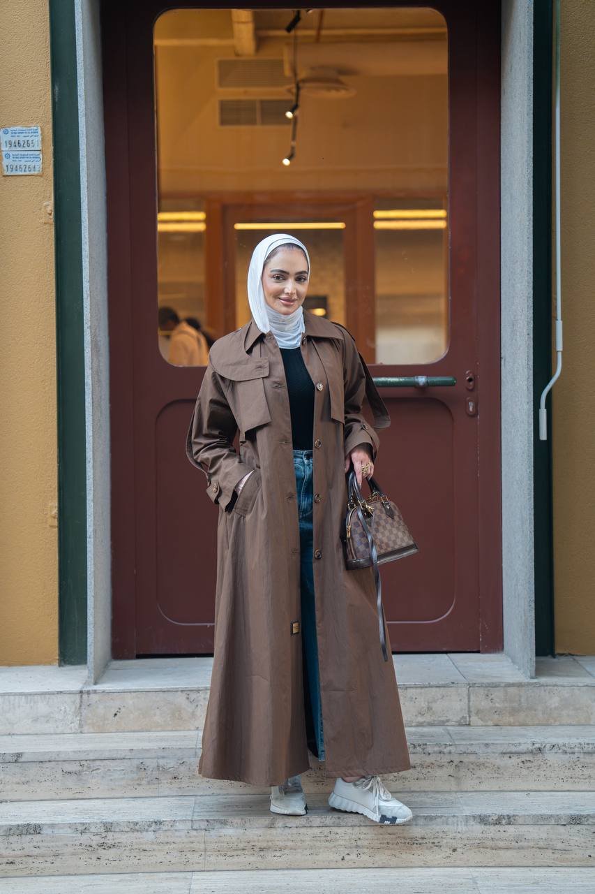 brown trench coat. C:1059 Brown