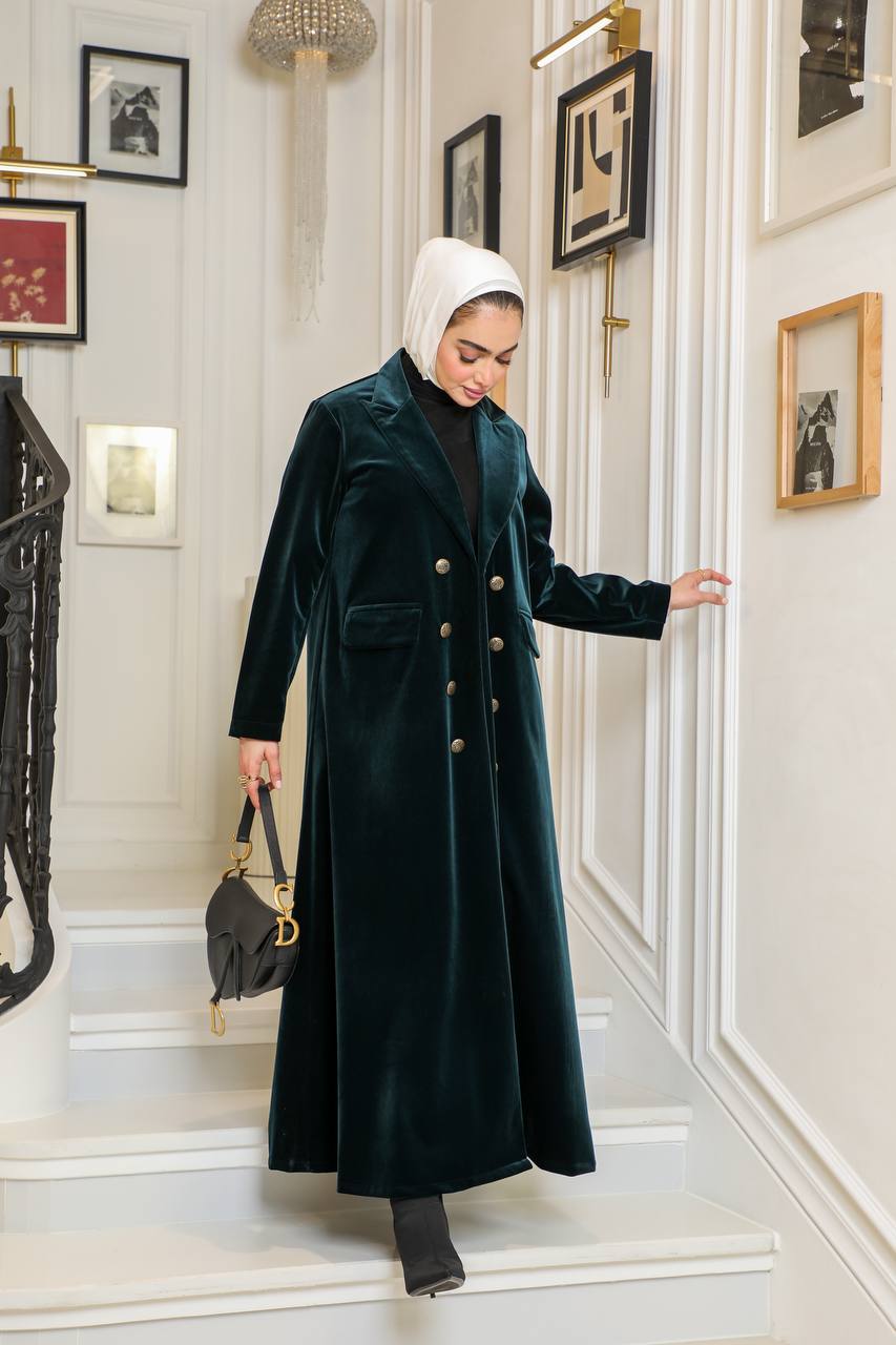 Velvet blazer in petrol color.C:J1065