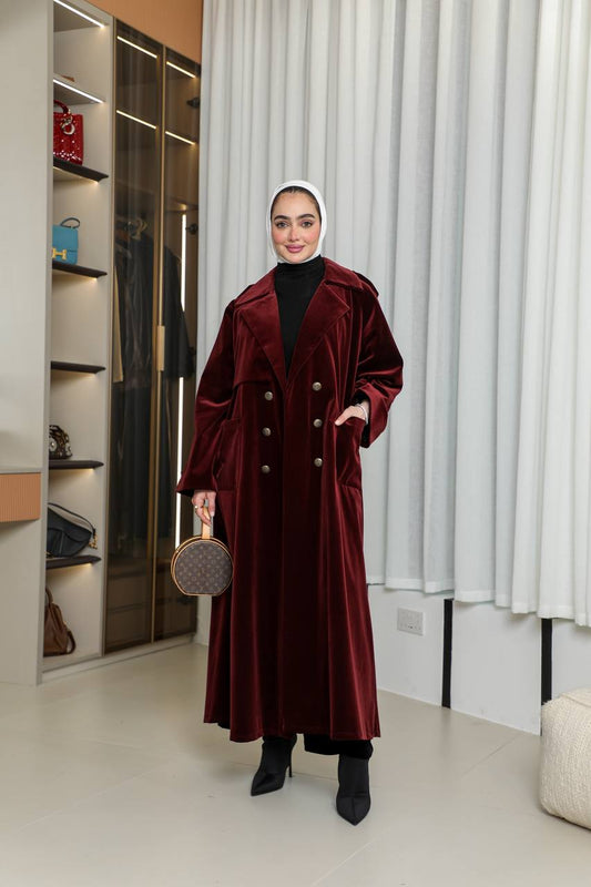 Burgundy velvet blazer. C:1068