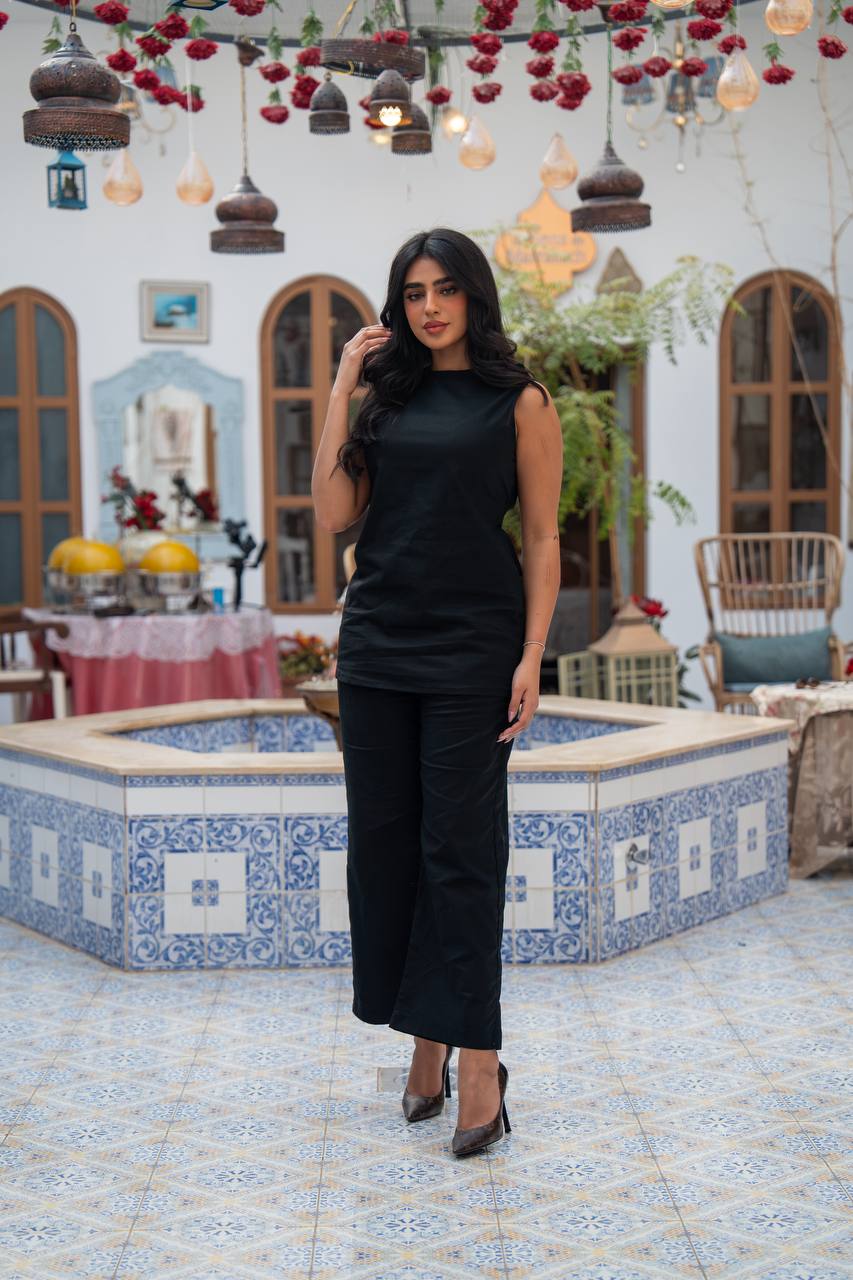 Linen blouse and pants set. C:J102