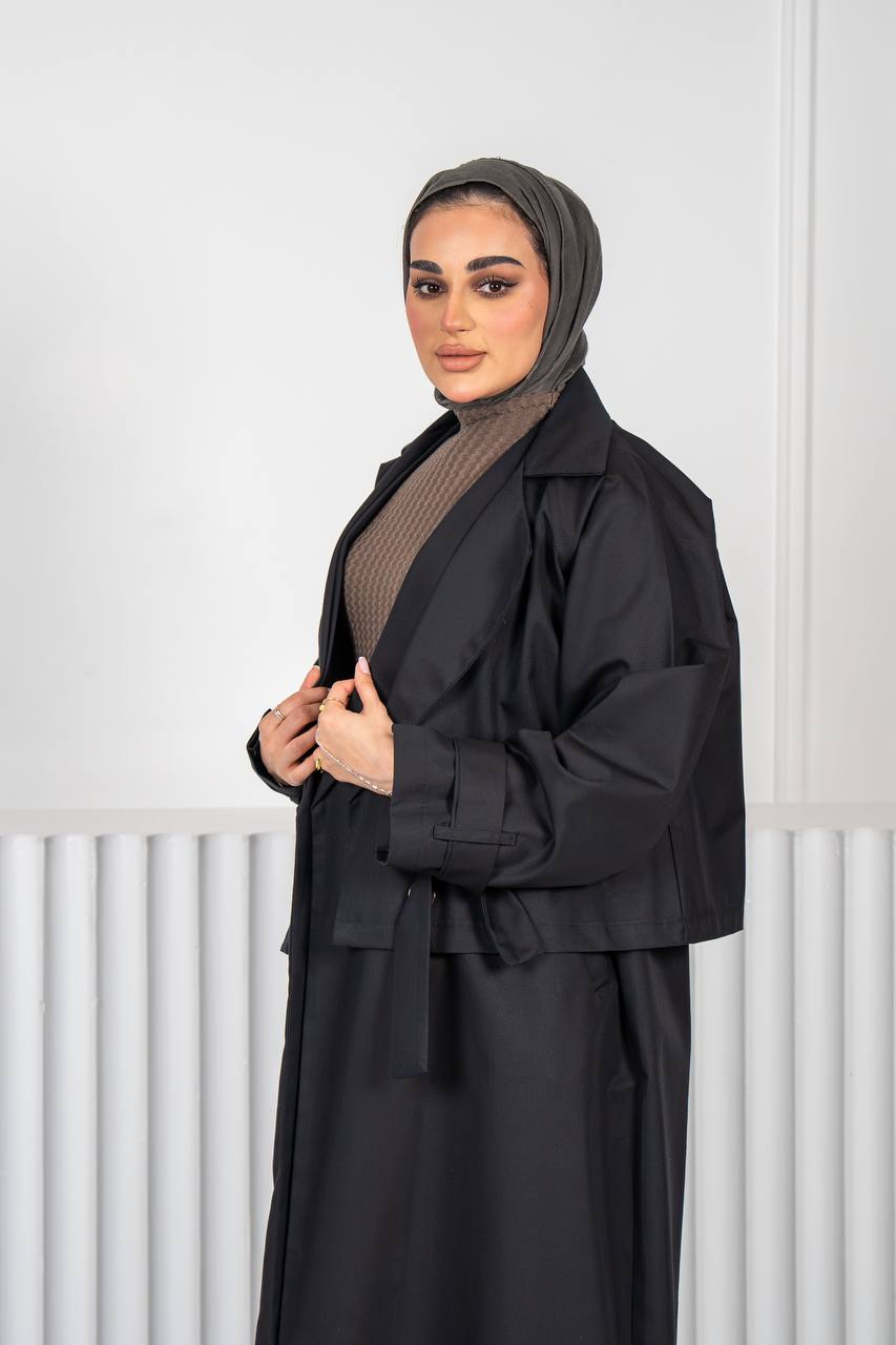 Black trench coat. C:J1018 Black