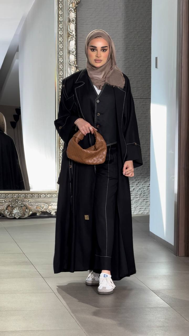 بليزر فري سايز بخام لينن الطبيعي باللون الاسود C:J6499 Black 