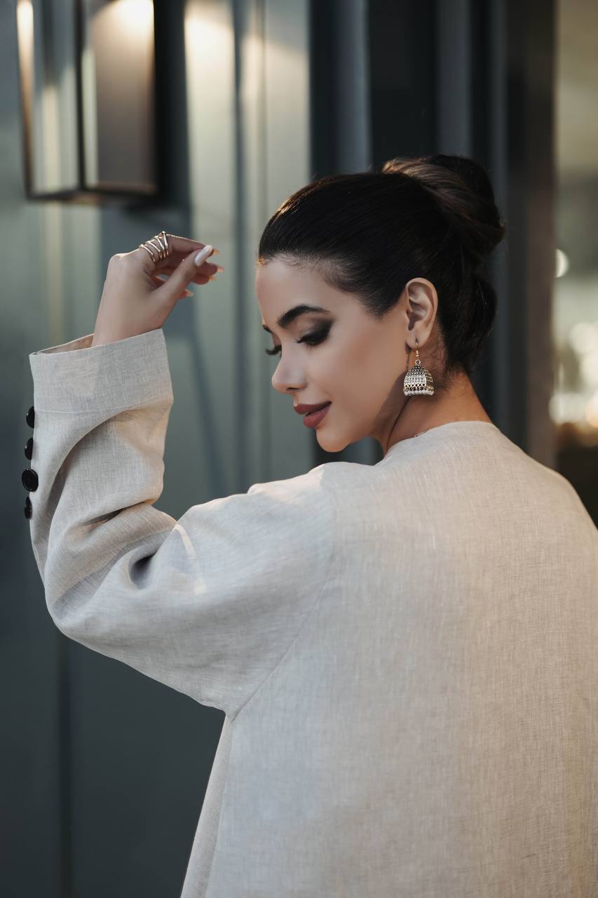 Linen Vest in light beige C:j1021 Beige