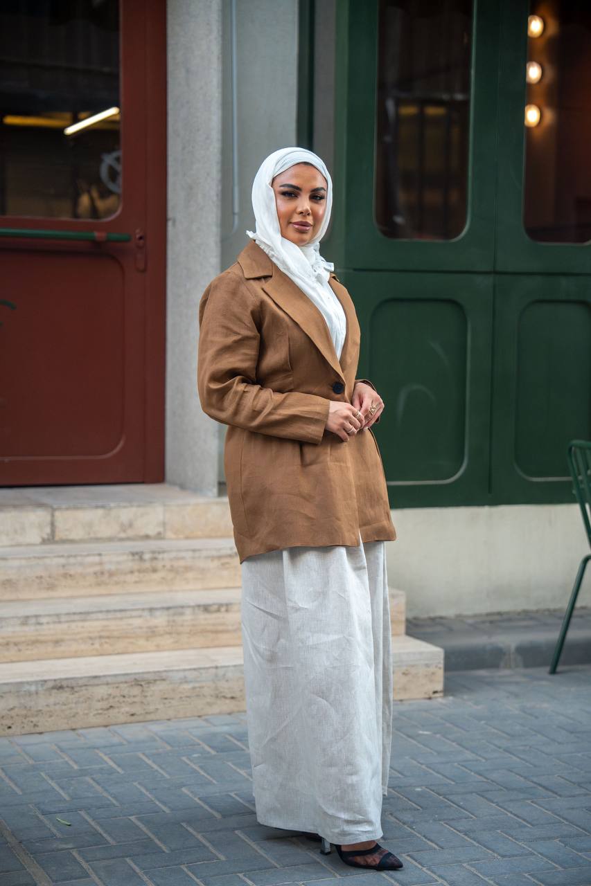 Blazer and skirt set linen, C:J1032
