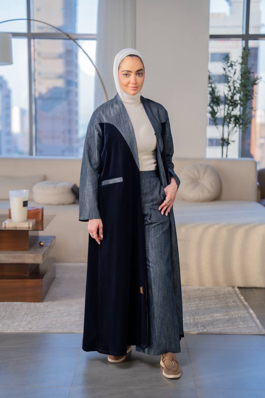 Navy velvet blazer .C:1060 Blue