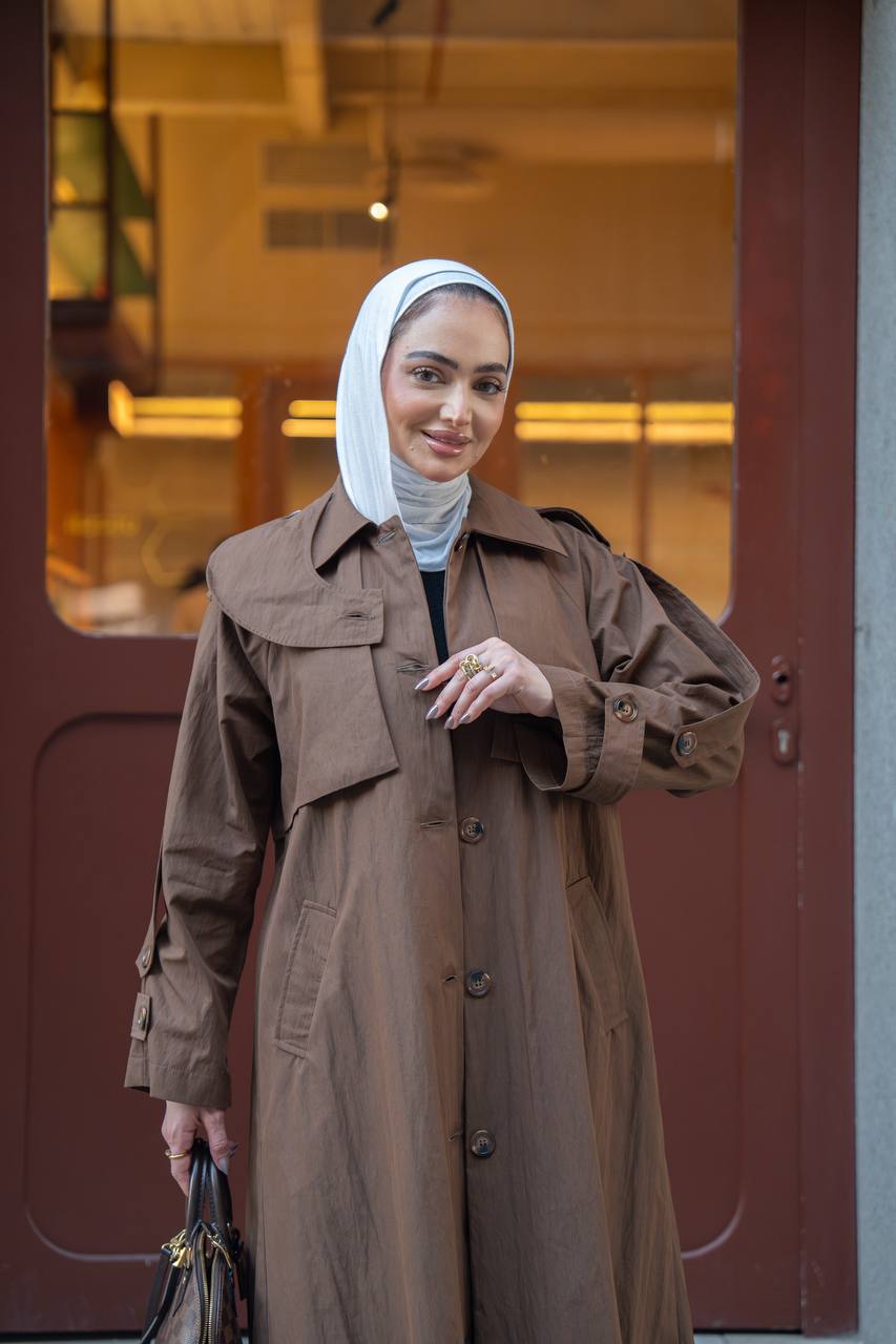 brown trench coat. C:1059 Brown