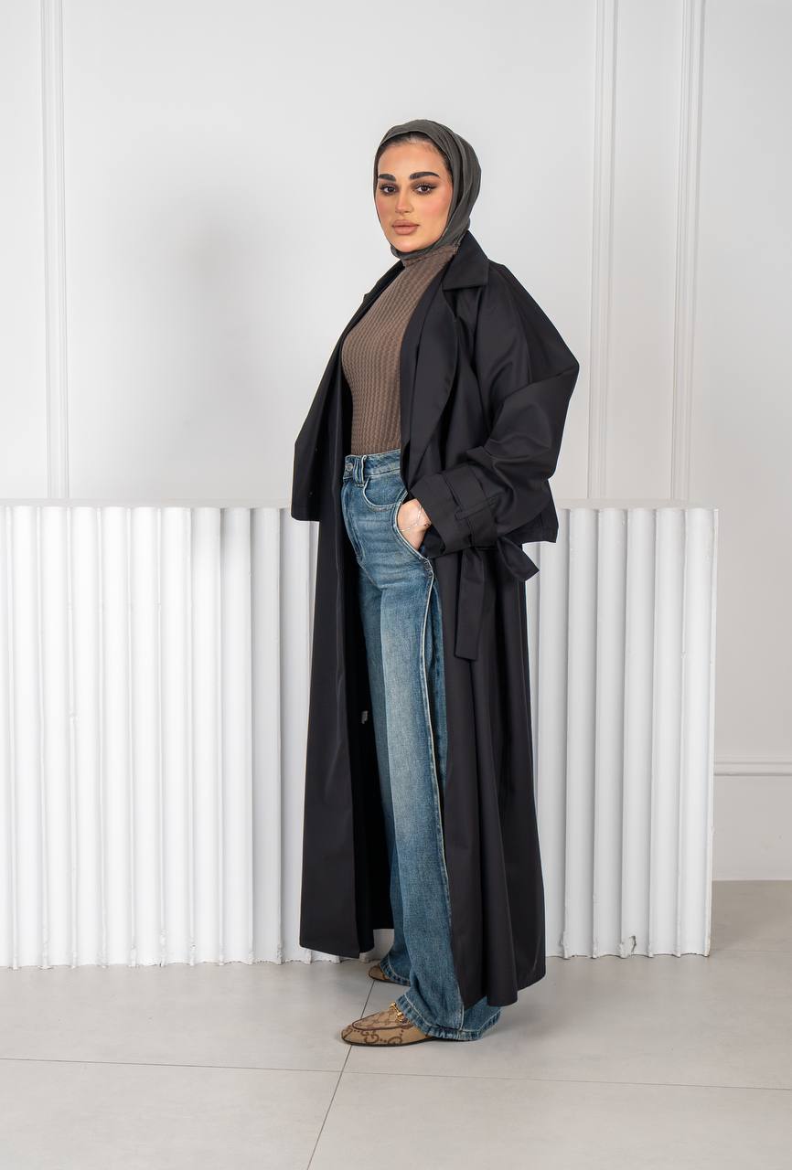 Black trench coat. C:J1018 Black